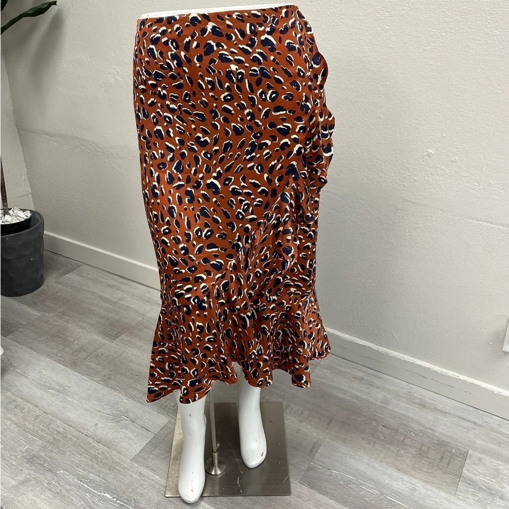Eloquii Leopard Print Ruffle Midi Skirt - Size 28